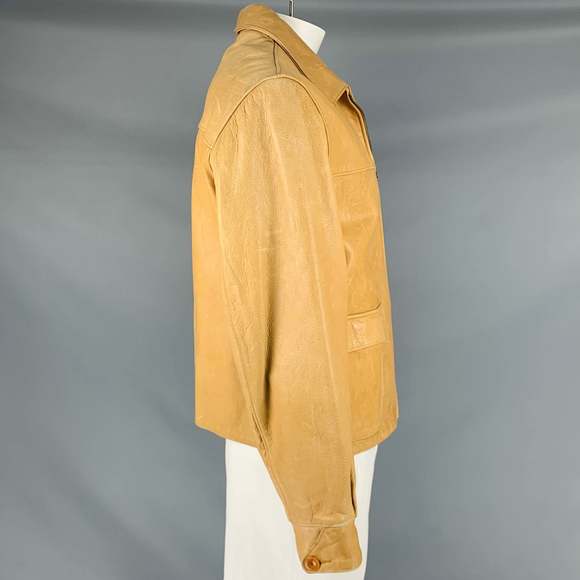RRL by RALPH LAUREN Tan Distressed Leather Zip Up Jacket - Picture 2 of 5